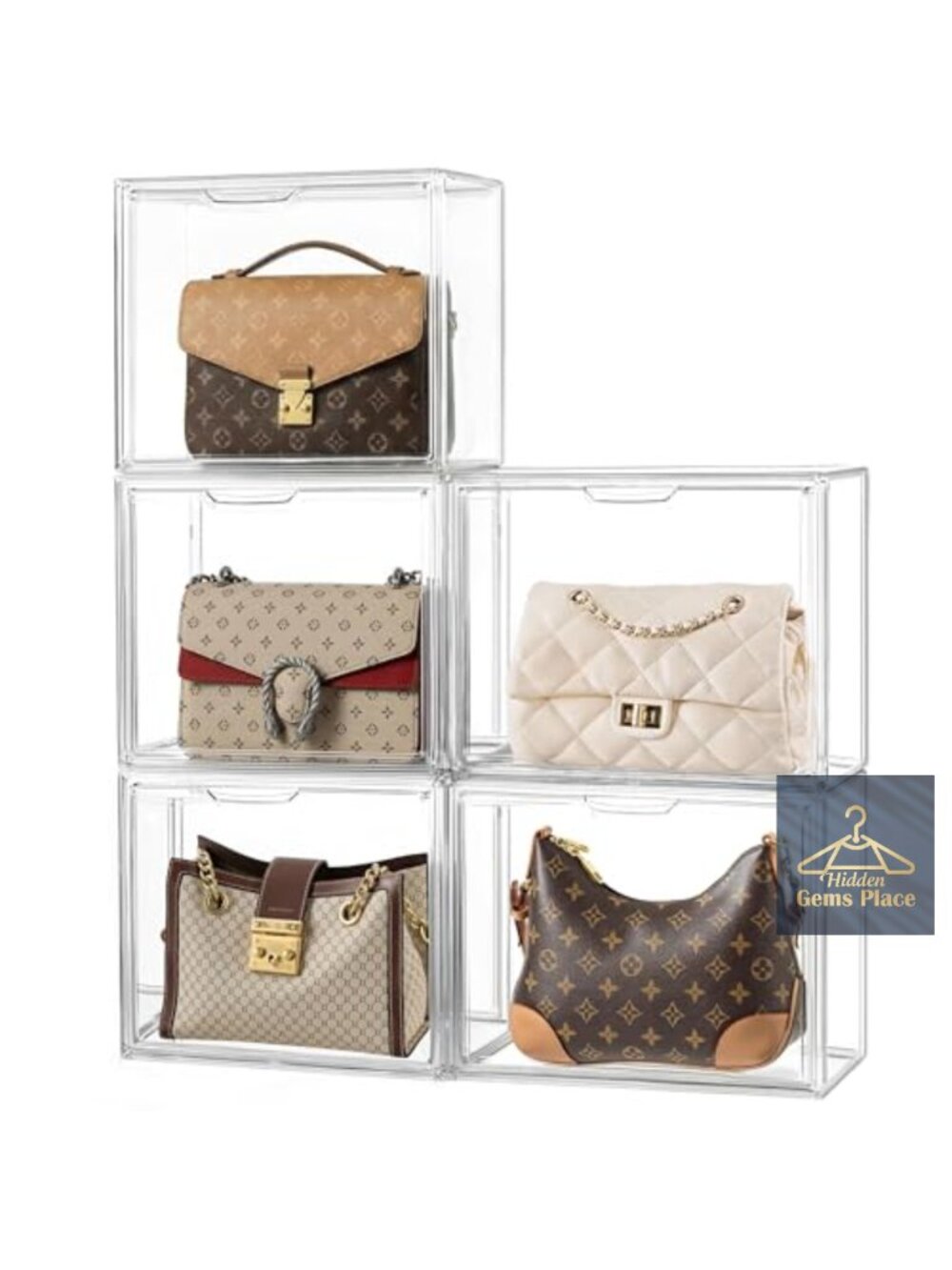 Acrylic Purse Storage Organizer Stackable Magnetic Door Display Case